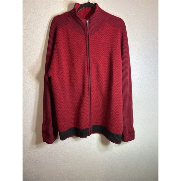 Tommy Hilfiger Lambswool Zip Up Jacket Sweater Red Size 2XL - Picture 1 of 14